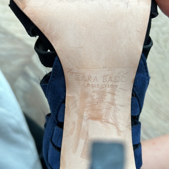 Zara Suede two-tone lace up bootie / high heel sandal, Size 36 - Picture 6 of 8